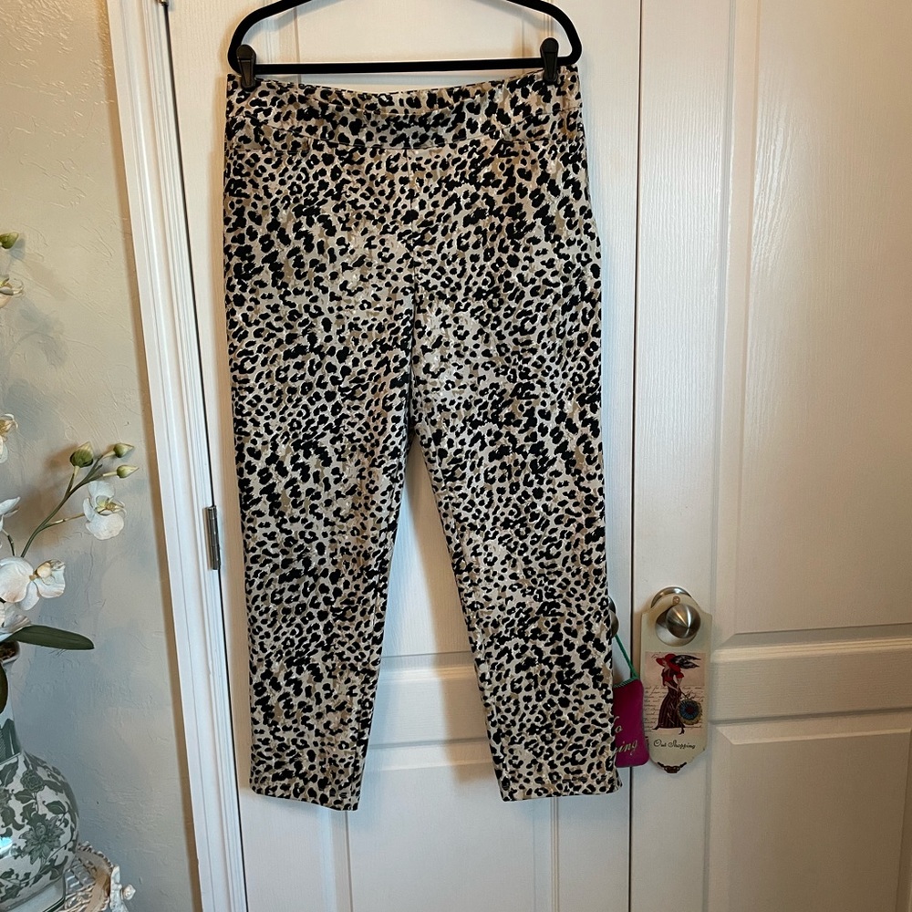 Chico’s straight leg leopard pants.